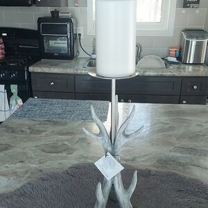Antler Candle Holder with White Candle